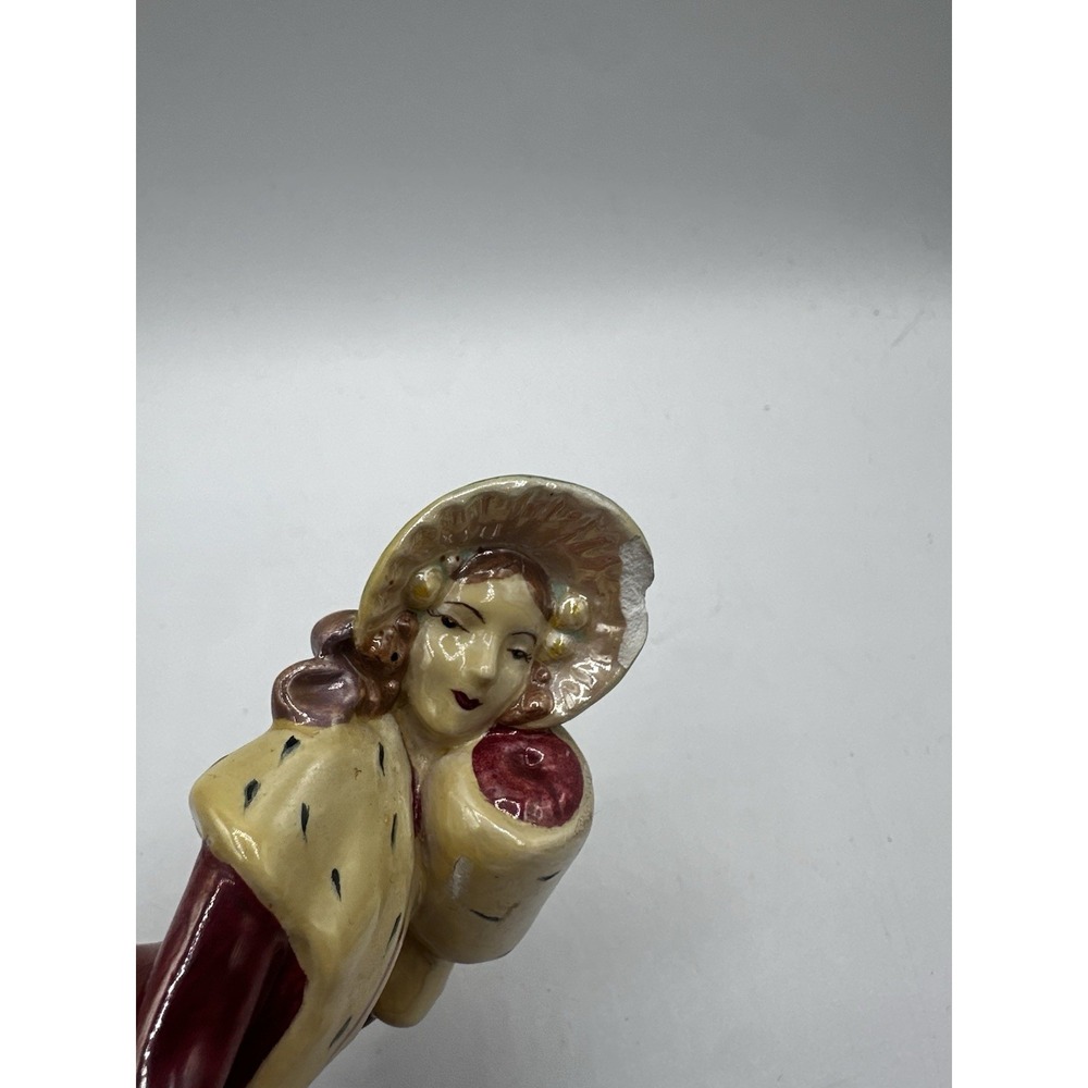 Vintage Ceramic Victorian Lady Figurine The Ermine Coat Winter Christmas 7" - Picture 14 of 16
